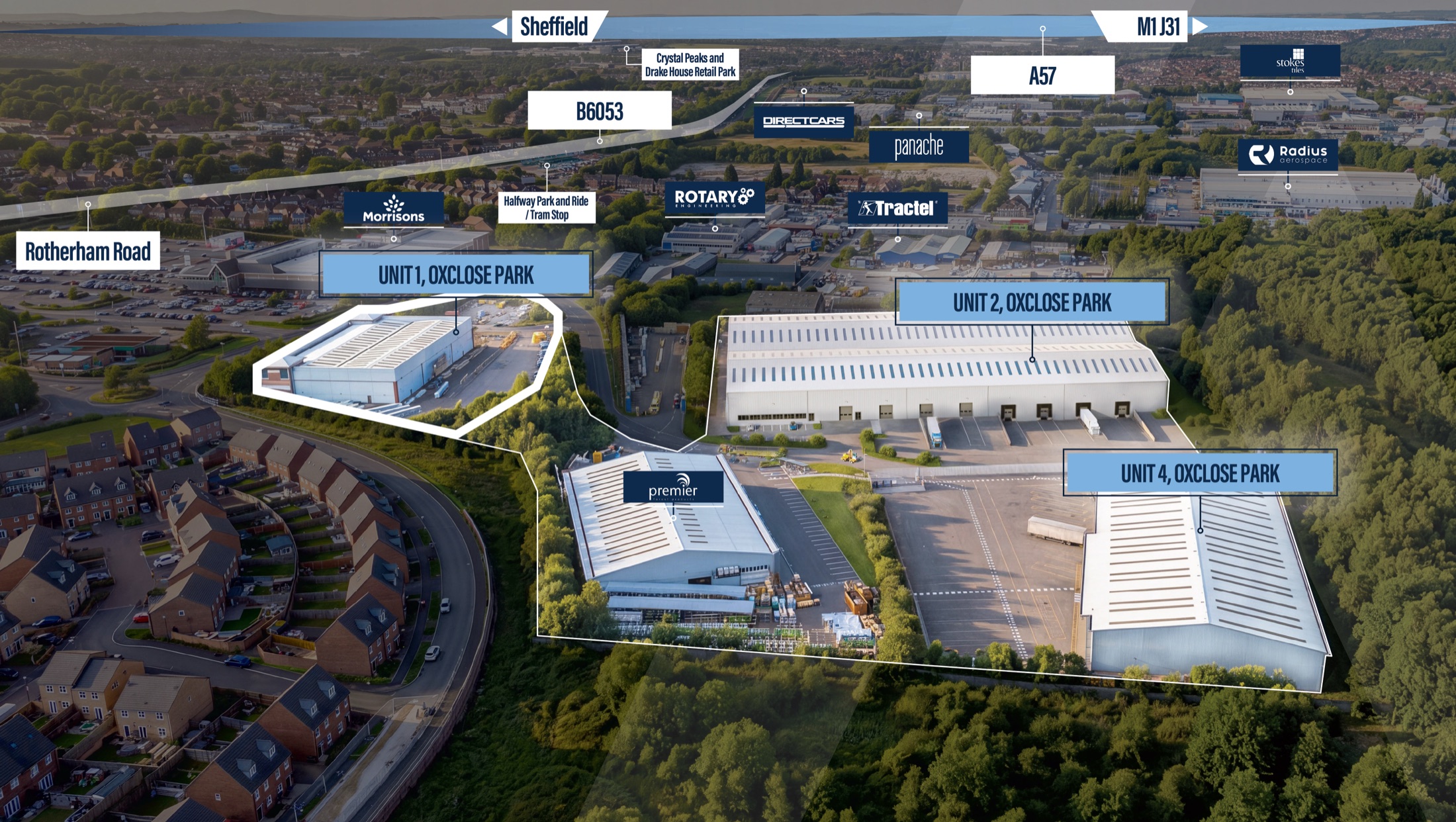 Aerial overview of the estate location